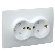 Розетка 2-м СП Кварта РСш12-3-КБ 16А IP20 с заземл. защ. шторки бел. GENERICA ERK21-K01-16-DM