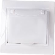 Розетка 1-м СП Кварта РСбш10-3-КБ 16А IP20 с заземл. защ. шторки с крышкой бел. GENERICA ERK12-K01-16-DM