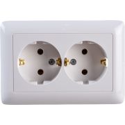 Розетка 2-м СП Хит 16А 250В с заземл. без защ. шторок бел. SE RS16-236-B