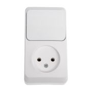 Блок ОП Этюд (1-м розетка без заземл. + 1-кл. выкл.) бел. SE BPA16-204B