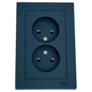 Розетка 2-м СП AtlasDesign 16А IP20 без заземл. в сборе изумруд SE ATN000820