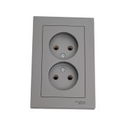 Розетка 2-м СП AtlasDesign 16А IP20 без заземл. в сборе сталь SE ATN000920