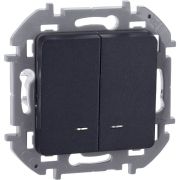 Выключатель 2-кл. Inspiria 10А IP20 250В 10AX с подсветкой/индикацией механизм антрацит IEK 673633