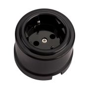 Розетка 1-м ОП Лизетта 16А IP20 ретро с заземл. ABS-пластик черн. Bironi B1-101-23