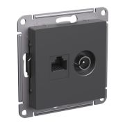 Розетка компьютерная + телевизионная 2-м СП AtlasDesign RJ45 кат.5E + TV механизм базальт SE ATN001489
