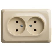 Розетка угловая 2-м ОП Этюд 16А IP20 без заземл. без защ. шторок крем. SE PA16-105K