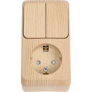 Блок ОП Этюд (1-м розетка с заземл. защ. шторки + 2-кл. выкл.) сосна SE BPA16-202D