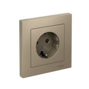 Розетка 1-м СП AtlasDesign 16А IP20 с заземл. защ. шторки в сборе шампань SE ATN000544