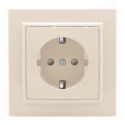 Розетка 1-м СП Минск 16А IP20 с заземл. защ. шторки беж. EKF ERR16-028-200