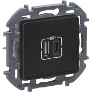 Устройство зарядное Inspiria с 2-мя USB разьемами A и C 240В/5В 3000мА антрацит IEK 673763