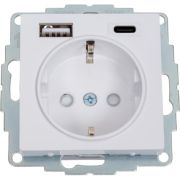 Розетка AtlasDesign 16А с 2-мя заряд. устройствами USB тип A+C 5В/2.4А 2х5В/1.2А механизм бел. SE ATN000132