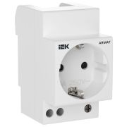 Розетка на DIN-рейку 45мм с заземл. защ. шторки 16А ARMAT IEK AR-SOD-G-GND-S-016