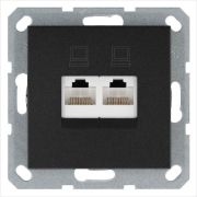 Розетка компьютерная 2-м RJ45 IP20 кат. 5E механизм антрацит Jasmart G6106B